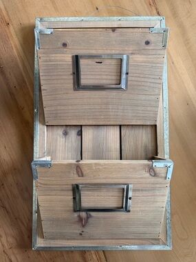 Urban Outfitters Wood and Silver Wall Entryway Mail or Office Storage Decor